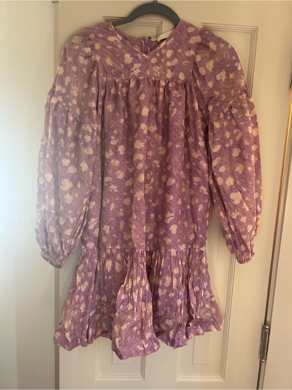 Ulla Johnson Lavender and Cream Floral Long-Sleeve Dress